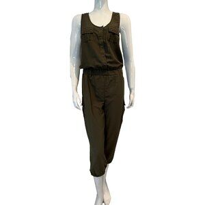Live 4 Truth Olive Cargo Jumpsuit Size M Sleeveless Zip Front Utility Romper